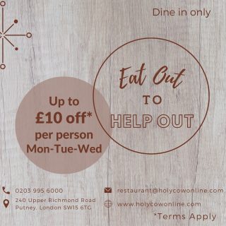 Eat Out to Help Out - 3rd August to 31st August 2020